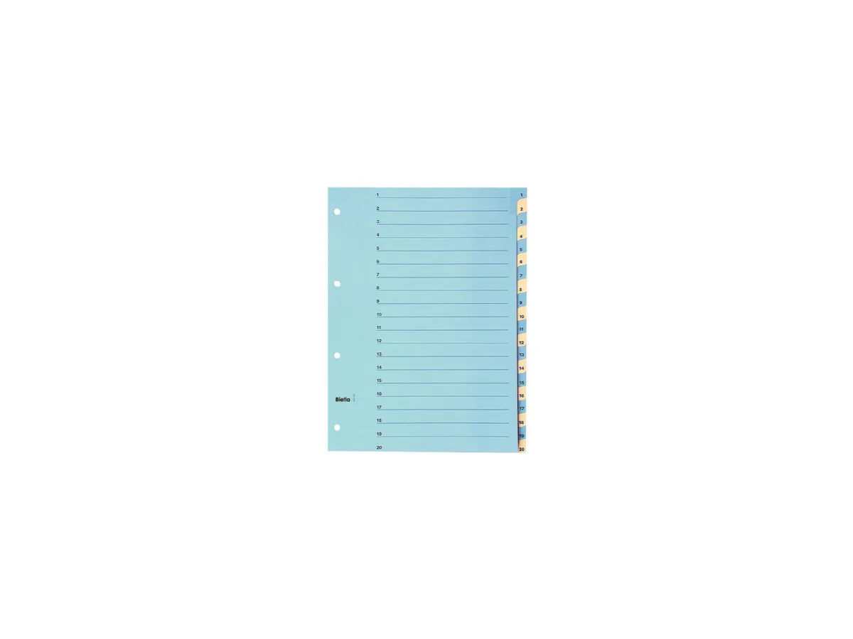 BIELLA Répertoires carton bl/jn A4 46244200U 1-20 210g