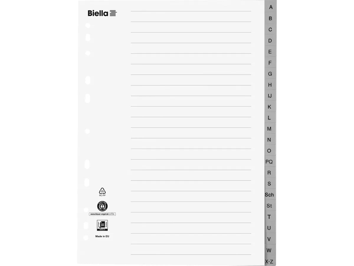 BIELLA Répertoires PP gris A4 47142400U A-Z