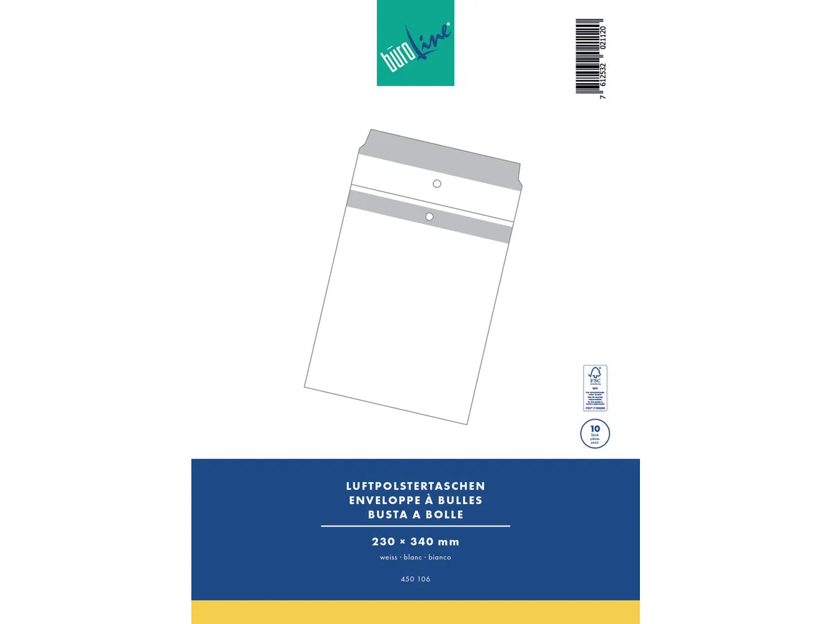 BÜROLINE Enveloppe rembourrée Gr.6 450106 blanc, 10 pcs. 240x350mm