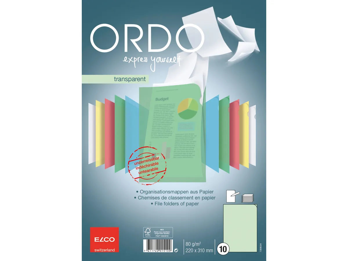 ELCO Dossier Ordo A4 73696.14 transparent, blanc 10 pièces