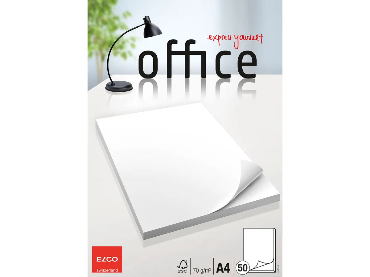 ELCO Bloc notes Office A4 74401.14 en blanc, 70g 50 feuilles