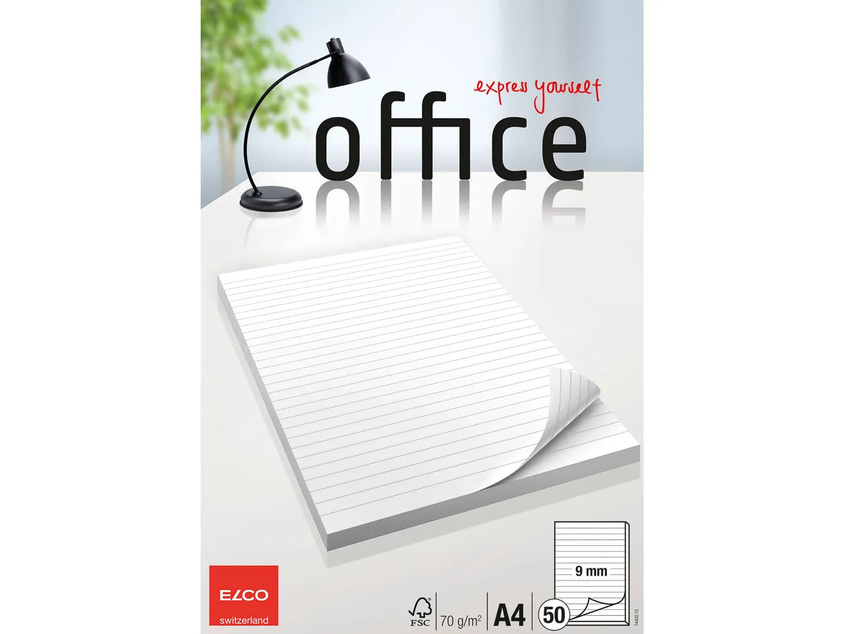 ELCO Bloc notes Office A4 74402.15 ligné, 70g 50 feuilles