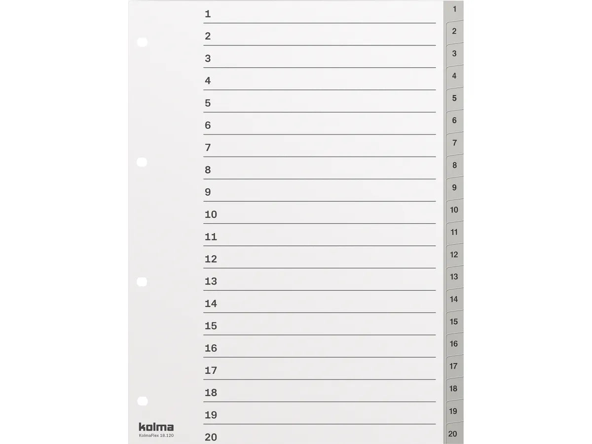 KOLMA Répertoires KolmaFlex A4 18.120.03 gris 1-20
