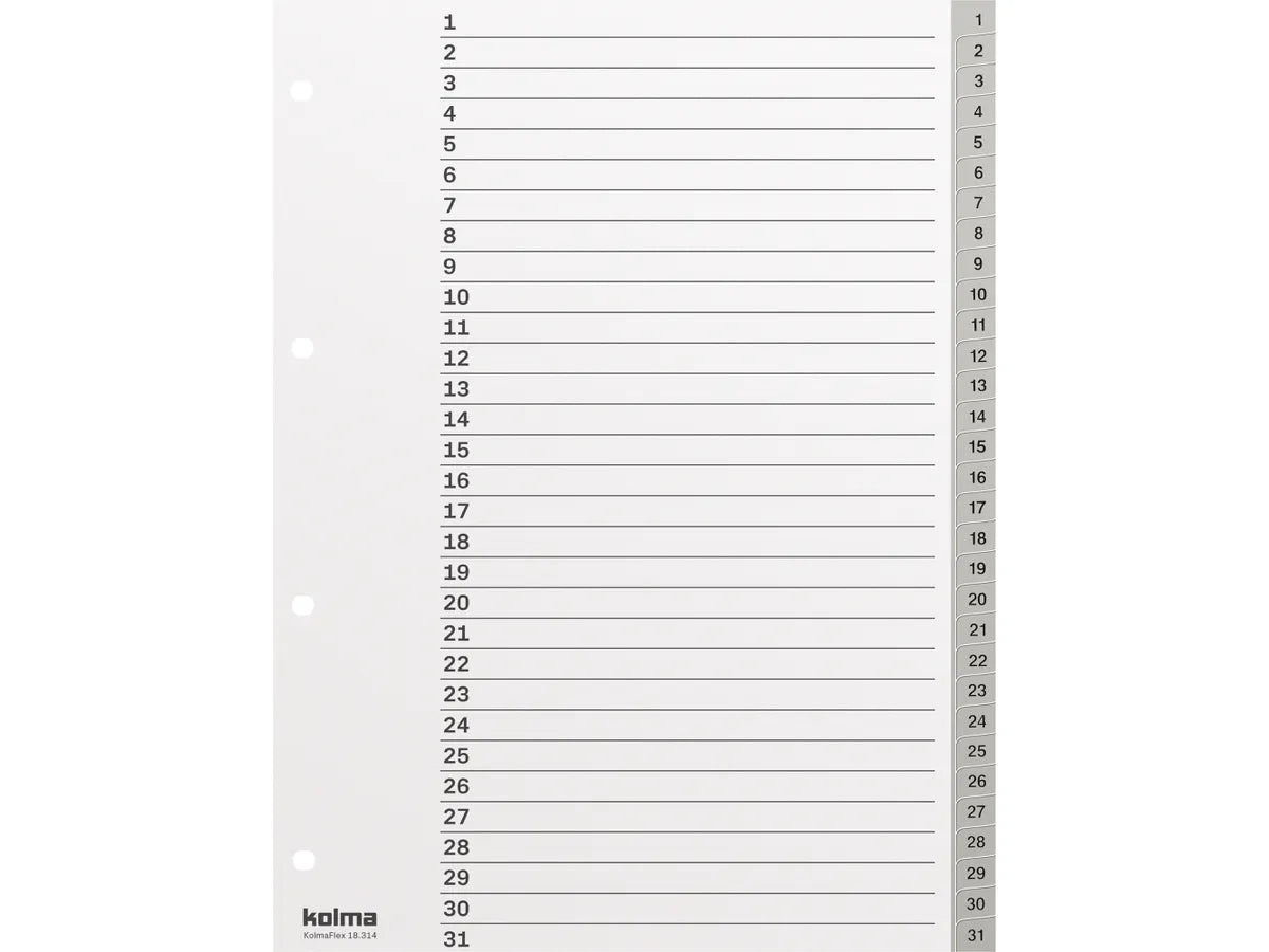 KOLMA Répertoires KolmaFlex A4 18.314.03 gris 1-31