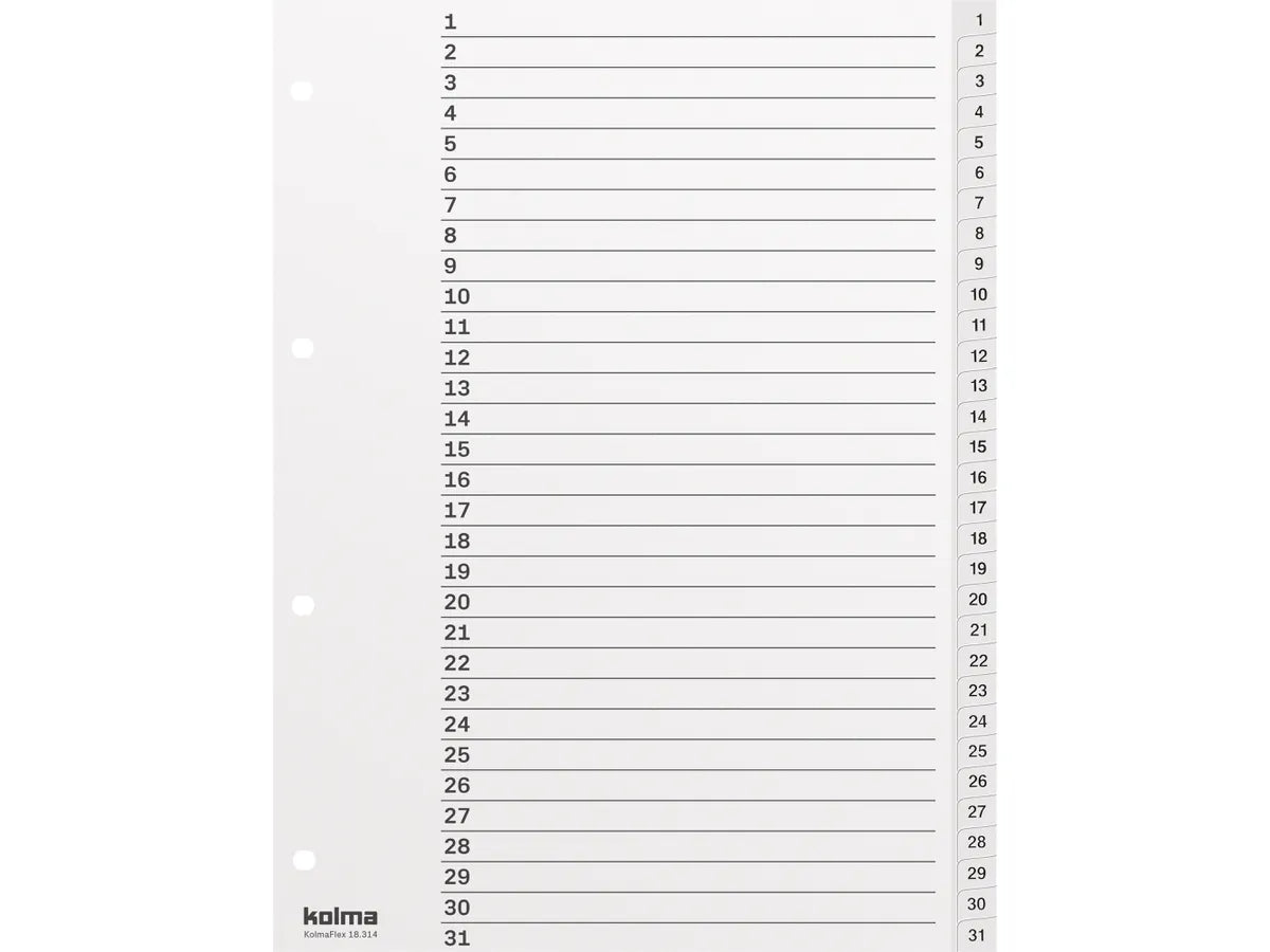 KOLMA Répertoires KolmaFlex A4 18.314.16 blanc 1-31