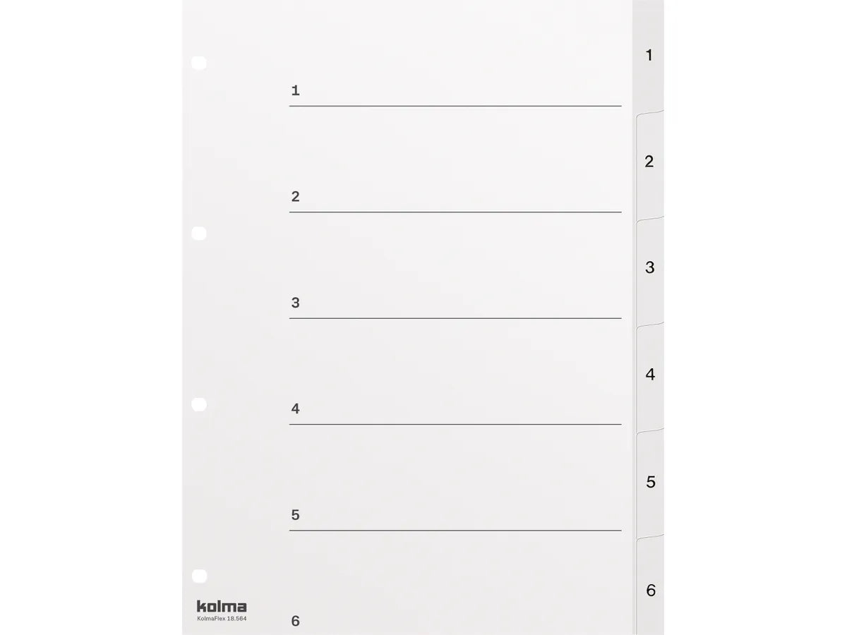 KOLMA Répertoires KolmaFlex A4 18.564.16 blanc 1-6