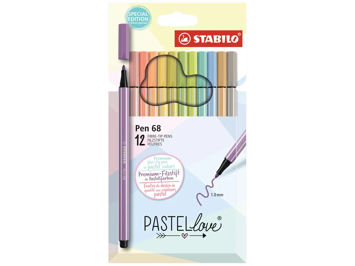 STABILO Stylo Fibre 68 1mm 68/12-7-7 Pastellove 12 pcs.