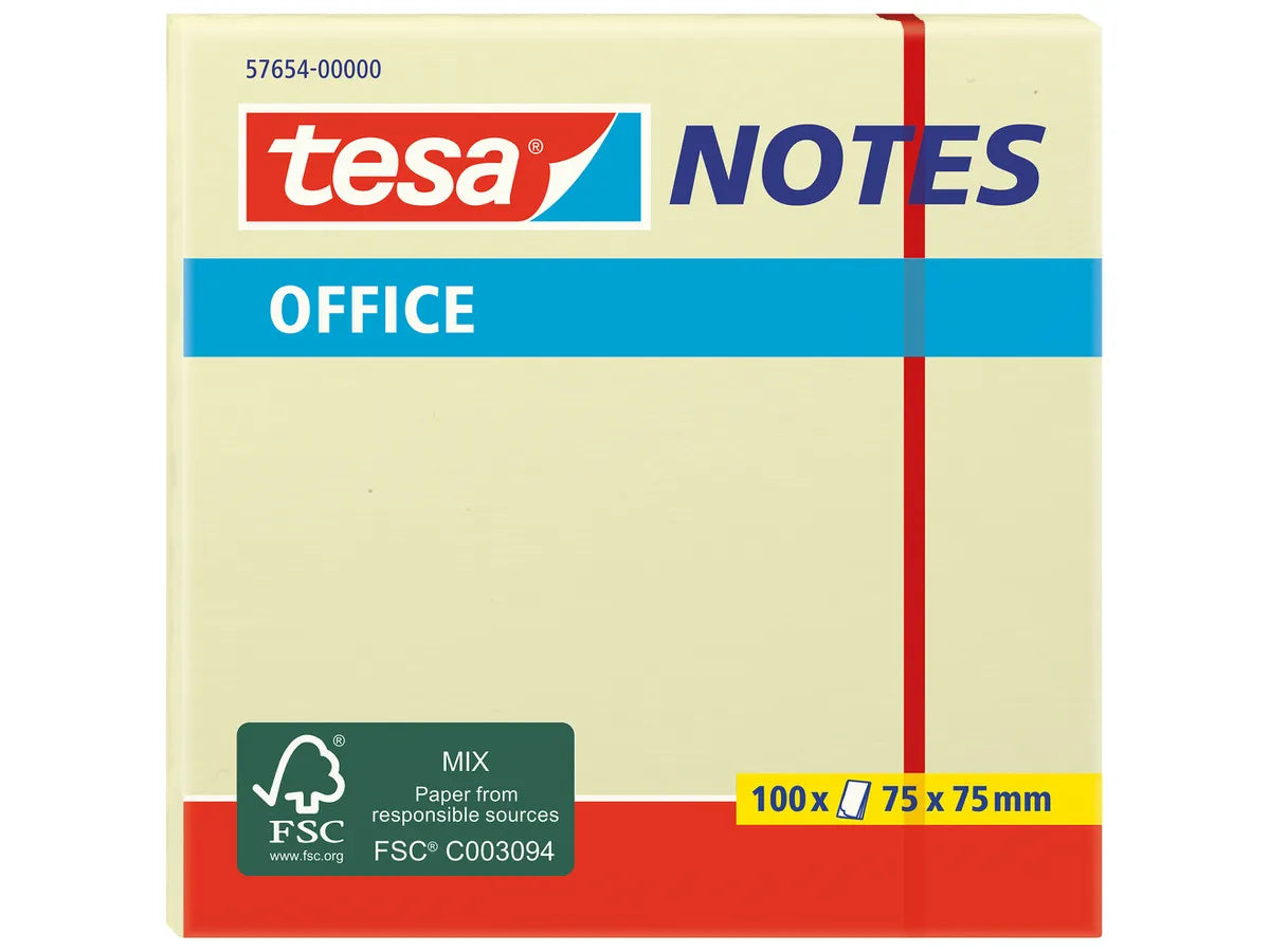 TESA Office Notes 75x75mm 576540000 jaune 100 flls.
