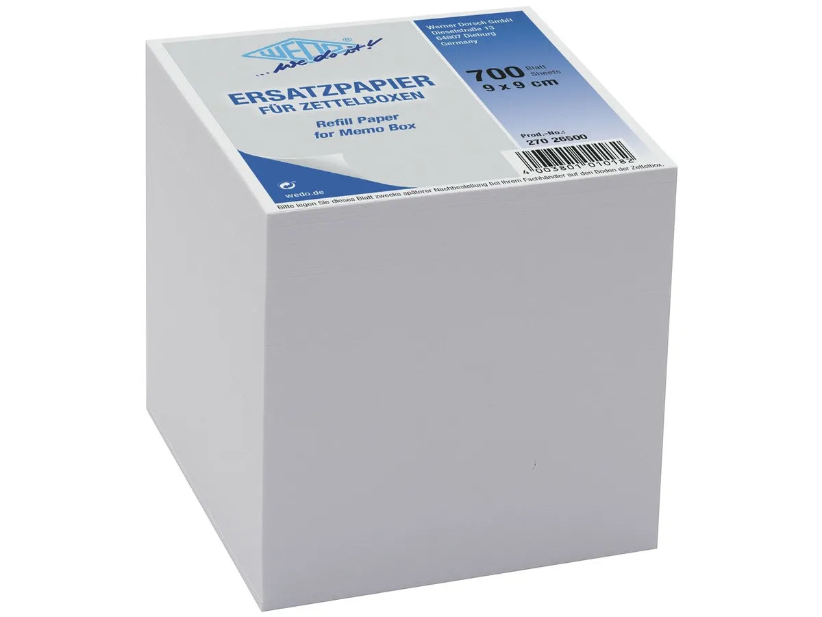 WEDO Bloc cube papier 27026500 9x9cm non colle 700fe. blanc