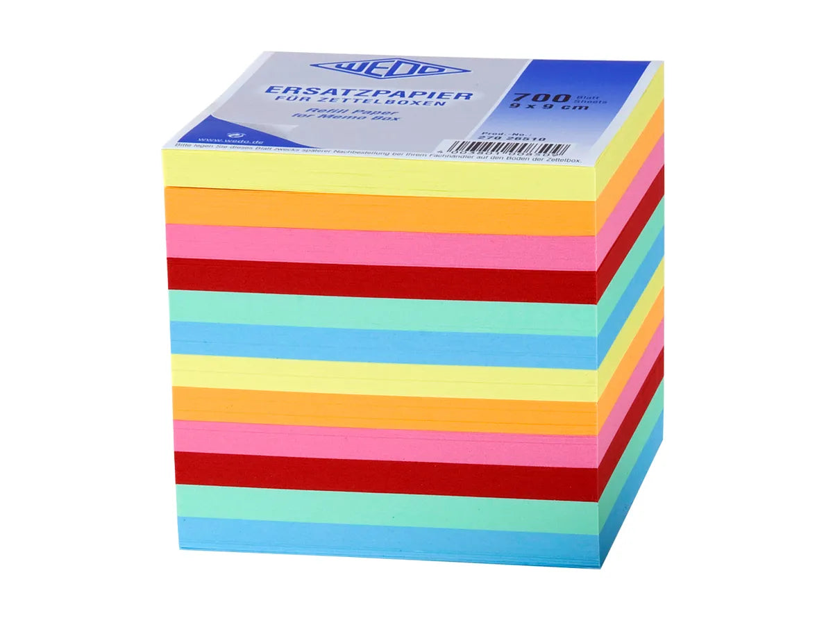 WEDO Bloc cube papier 27026510 9x9cm non colle 700fe. Ass.