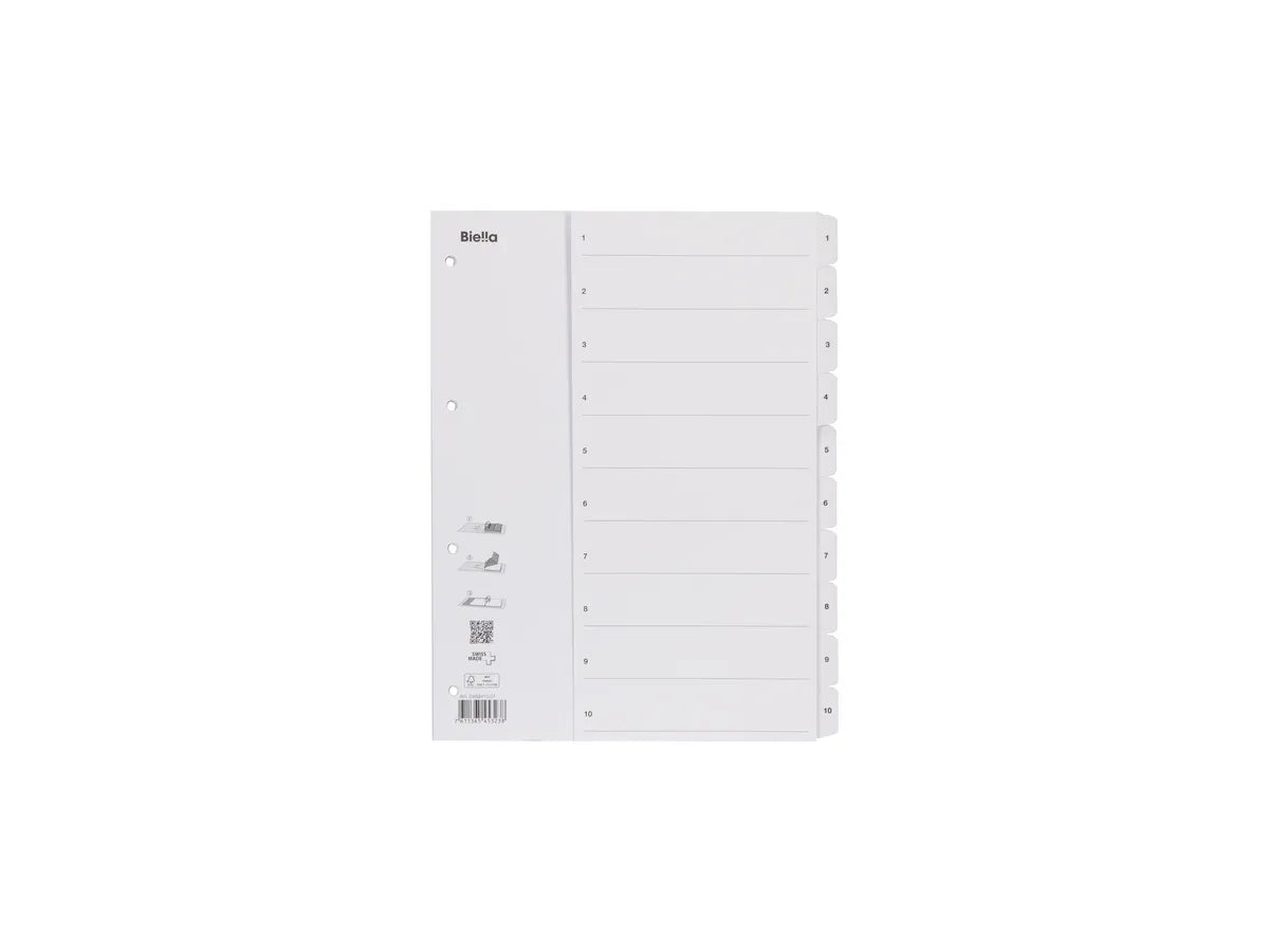 BIELLA Répertoire carton,Smartind. A4 46941001U 1-10, blanc