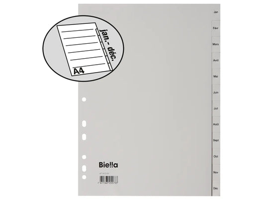BIELLA Répertoire PP gris A4 47141391U Jan.-Déc., français