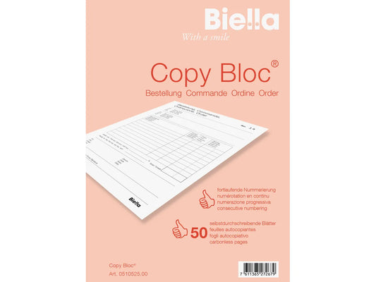 BIELLA Bloc duplic. COPY-BLOC A/F A5 51052500U autocopiante 50x2 feuilles