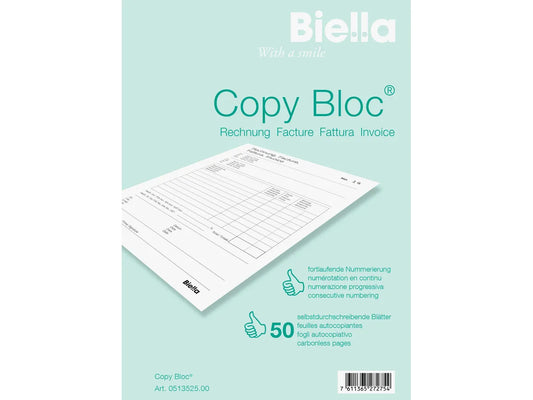 BIELLA Facture COPY-BLOC A/F A5 51352500U autocopiante 50x2 feuilles