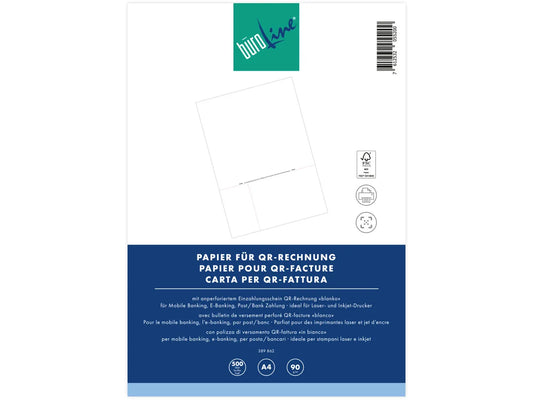 BÜROLINE Bulletin de vers. QR-facture 389862 90g, perforé/ blanco 500 pcs.