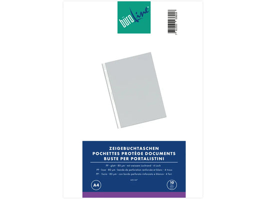 BÜROLINE Poches PP 80 my A4 620247 transparent, lisse 10 pcs.