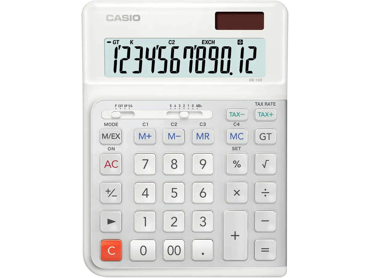 CASIO Calculatrice de table DE-12E-WE blanc