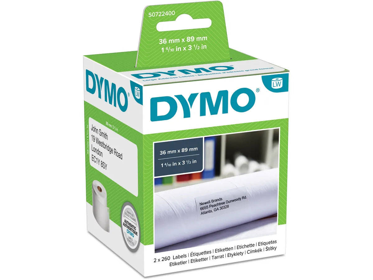 DYMO Etiquettes d'adresse S0722400 permanent 89x36mm