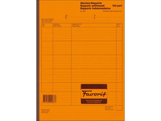 FAVORIT Rapport hebdomadaire D/F/I A4 400 blanc 100 feuilles