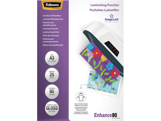 FELLOWES Pochettes à plastifier A3 5396403 brillant, 80my 25 pcs.