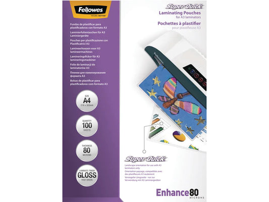 FELLOWES Pochettes à plastifier A4 5440001 brillant, 80my 100 pcs.