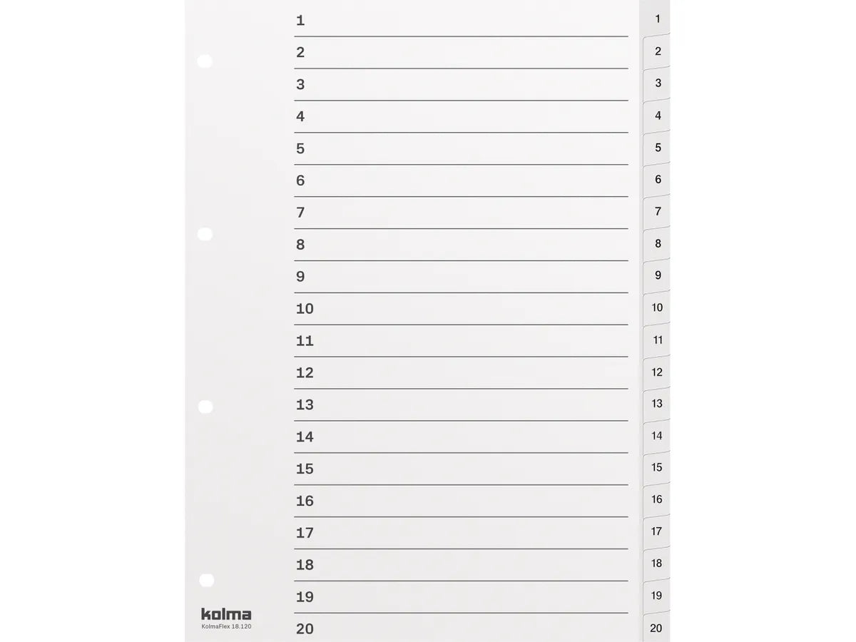 KOLMA Répertoires KolmaFlex A4 18.120.16 blanc 1-20