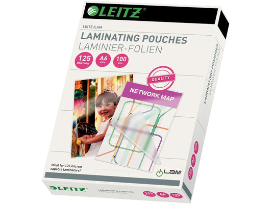 LEITZ Pochettes à plastifier A6 33806 brillant, 125my 100 pcs.