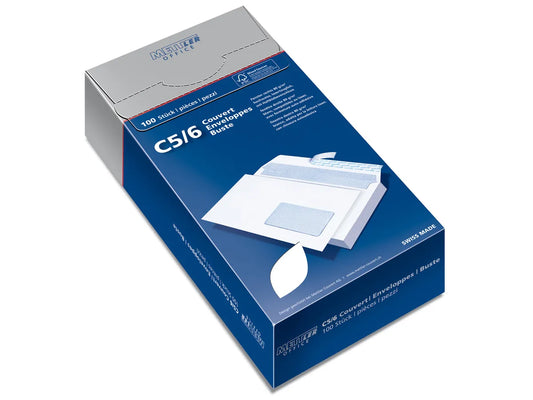 METTLER Envelope fenêtre droit C5/6 7064-80-S100 80g blanc, colle 100 pcs.