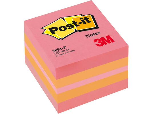 POST-IT Cube Mini Pink 51x51mm 2051-P 3-couleurs ass./400 feuilles