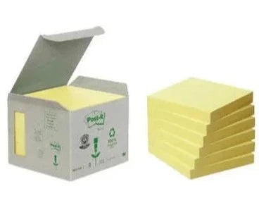 POST-IT Bloc-notes Recycling 76x76mm 654-1B jaune 6x100 feuilles