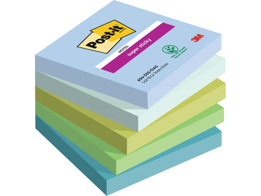 POST-IT Bloc Super Sticky Oasis 654-5SS-OAS 5-couleurs, 5x90 flls. 76x76mm
