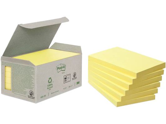 POST-IT Bloc-notes Recycling 126x76mm 655-1B jaune 6x100 feuilles
