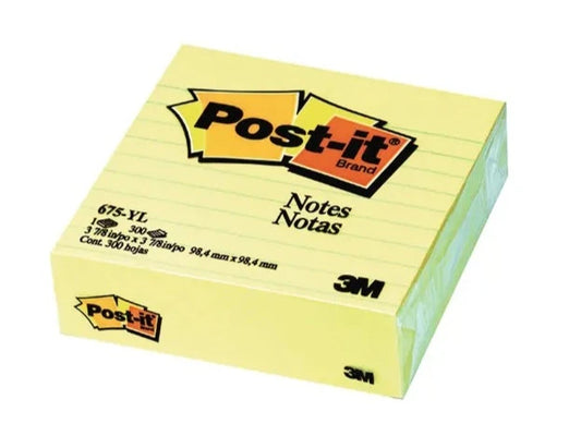 POST-IT Bloc-notes 100x100mm 675-YL jaune, 300 flls., lignées