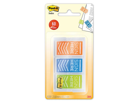 POST-IT Index Sign here 23,8x43,2mm 682SHOBL rouge, bleu, vert 60 Index