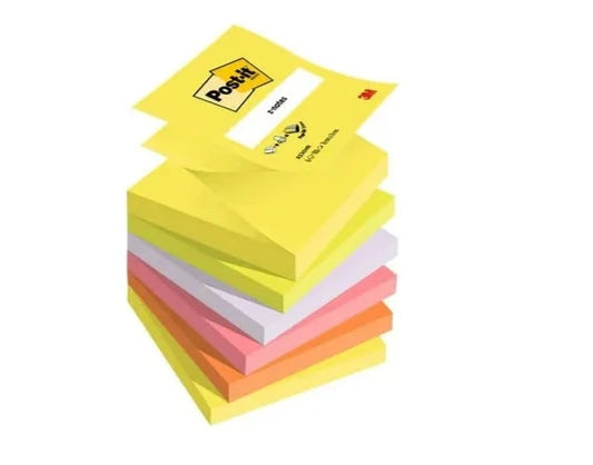 POST-IT Z-Notes Super Sticky 76x76mm R330-NR 6-couleur neon 6x100 feuilles