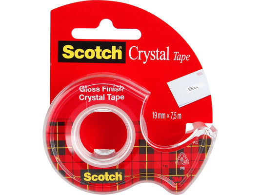 SCOTCH Crystal Tape 19mmx7.5m 6-1975D transp. cristal, sur dérouleur