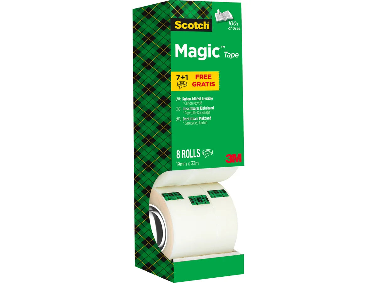 SCOTCH Magic Tape Boîte 810 19mmx33m 8-1933R8 invisible 8 rouleaux