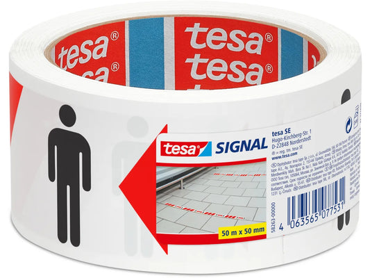 TESA Social Distancing 58263-00000 rouge, blanc, noir 50mmx50m