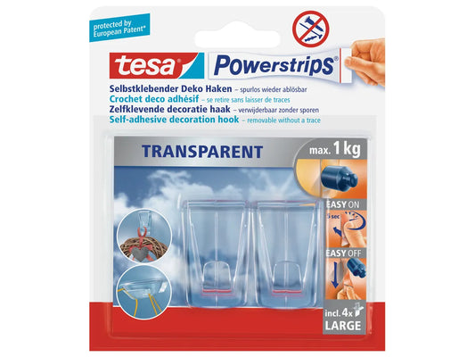 TESA Powerstrips Deco XL 588130000 transparent 2 Haken