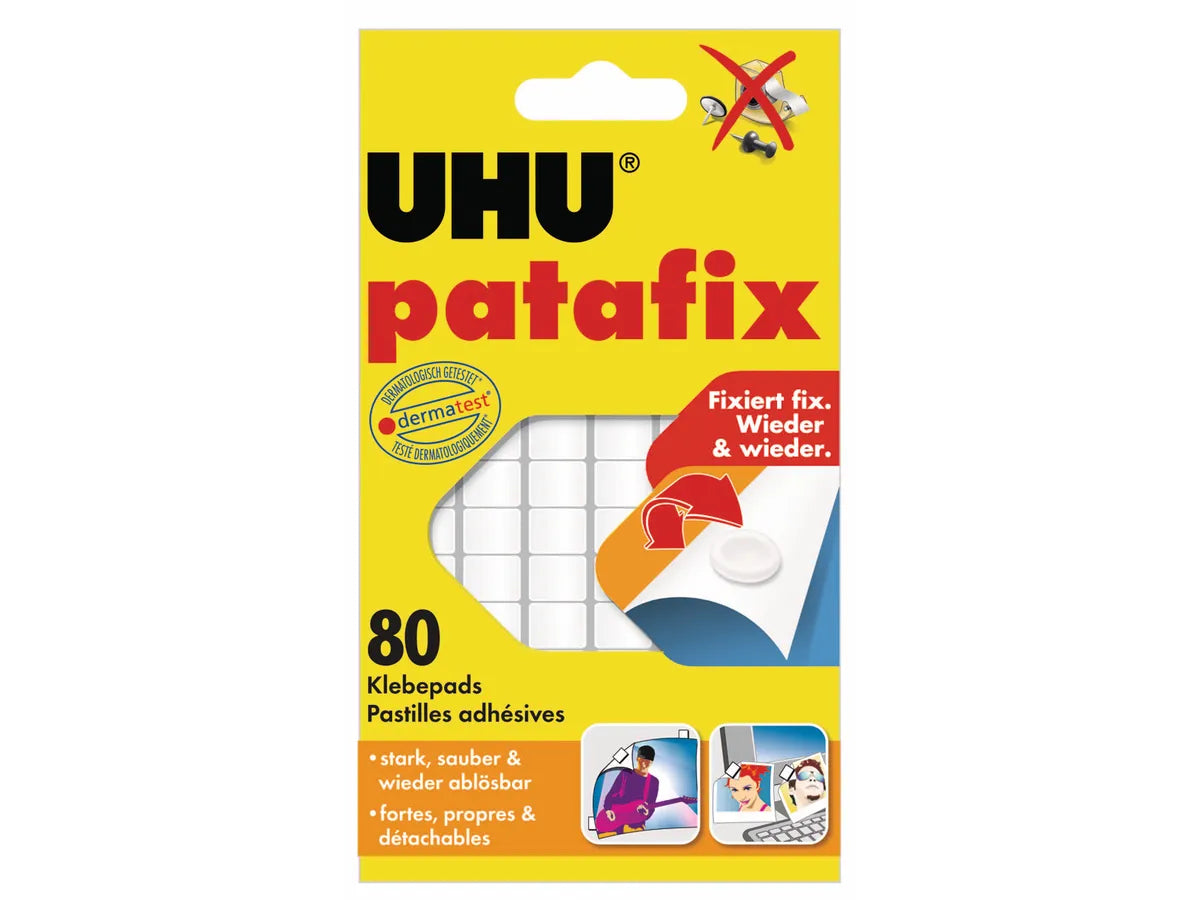 UHU Patafix Pad adhésif 9.5x17mm 48810 blanc, non-permanent 80 pièces