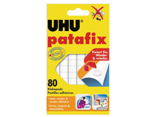 UHU Patafix Pad adhésif 9.5x17mm 48810 blanc, non-permanent 80 pièces